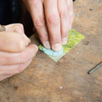Josephine Gommersall at work in the YAS silversmiths starter studio at Persistence Works in Sheffield 2017